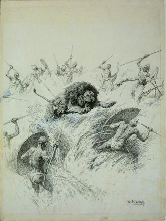 Lion Spearing in Tanganyika
